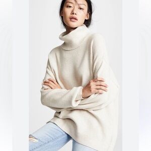 Free People Cream Turtleneck Sweater